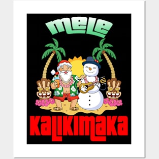 Mele Kalikimaka Christmas Santa Shaka Hawaii Posters and Art